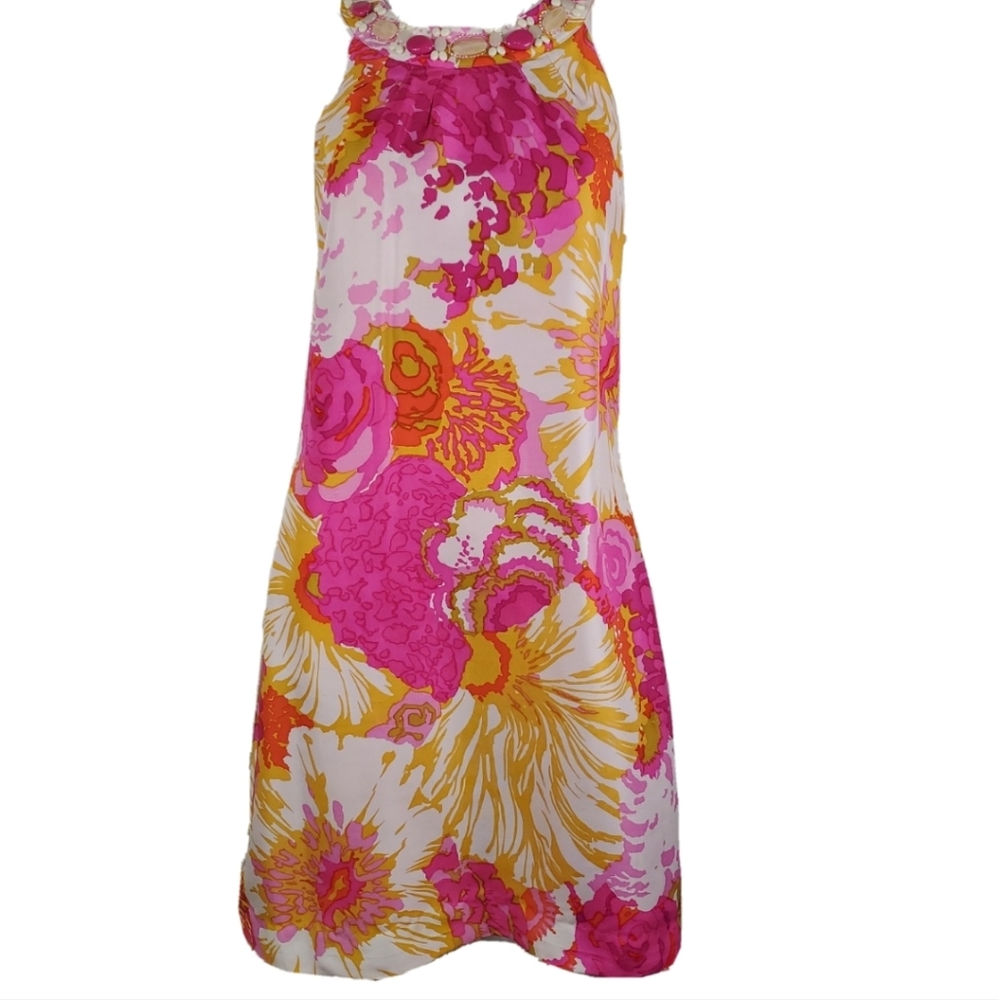 Eliza J Floral Shift Dress in Pink, Yellow and White
